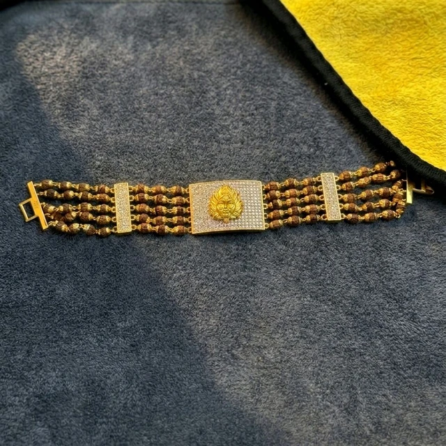 Rudraksha Gold bracelet, Rudraksha Kangan (Bahubali Bracelet) For Mens & Womens - 1gm pure Gold Plated