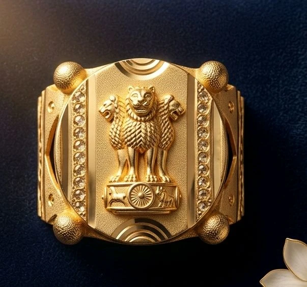 Ashoka Stambh Ring For Mens - 1gm Gold Plated