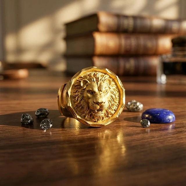 Lion Ring For mens - 1gm Gold Plated