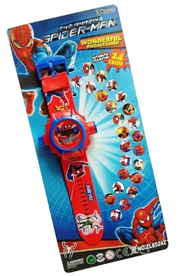  Spiderman Watch with 24 Image Projection | Cartoon Character LED Projector Watch for Boys & Girls