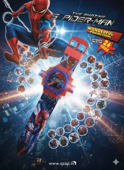  Spiderman Watch with 24 Image Projection | Cartoon Character LED Projector Watch for Boys & Girls