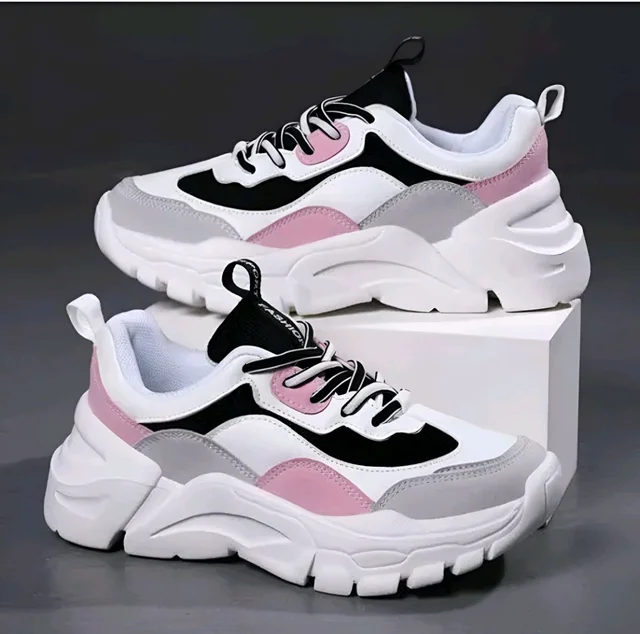 New classy, trending and multy colour sports and casual sneakers for women and girls - White, 5