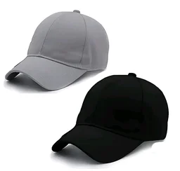 NP Brand BLUCAPS Plain Baseball Sport Cap For Men Boys & Women Pack Of 2 (Grey & Black