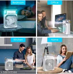 Mini air cooler for home/office/travel with 3 speed fan &1/2/3 hours timer, 7 colour LED light - Black