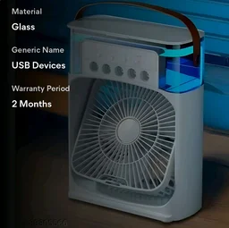 Mini air cooler for home/office/travel with 3 speed fan &1/2/3 hours timer, 7 colour LED light - Black