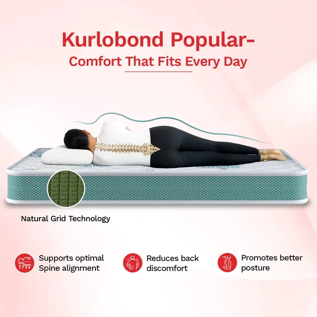 Kurlon Mattresses Kurlon Kurlobond Popular 6 And 7 And 8 inch Mattressess - 12 years warranty Natutal Grid Mattress In Ahmedabad gujarat India - 72 x 36 x 8, White