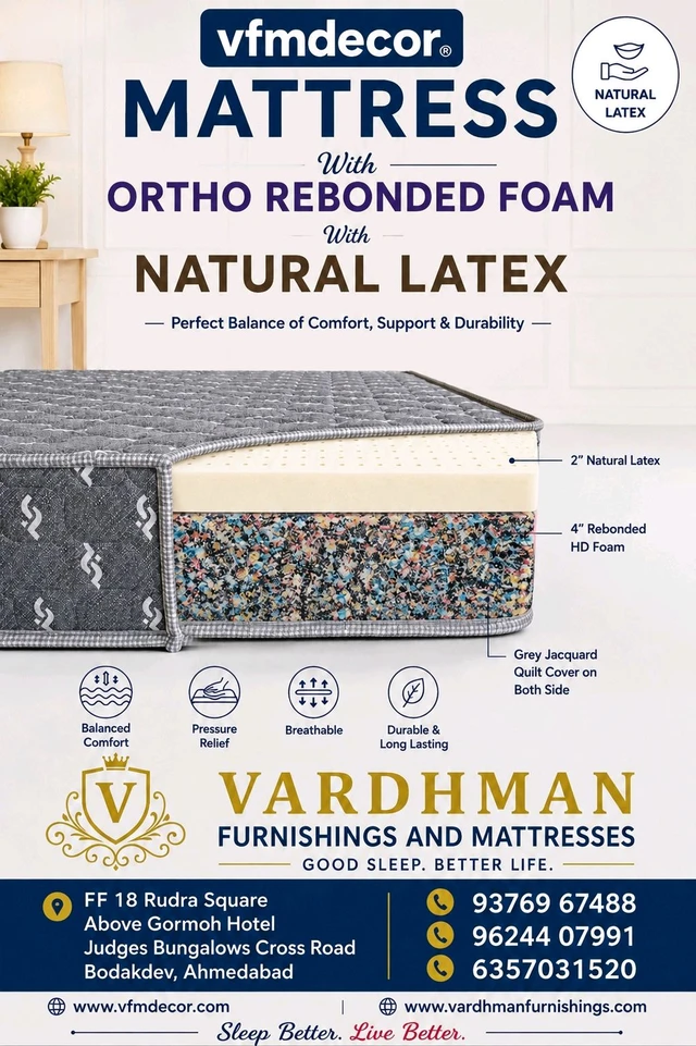 Vfm Decor Vfmdecor mattress With Natural Latex With Bonded Foam 6 Inch Mattress In Ahmedabad Gujarat India - 72 X 36 X 6