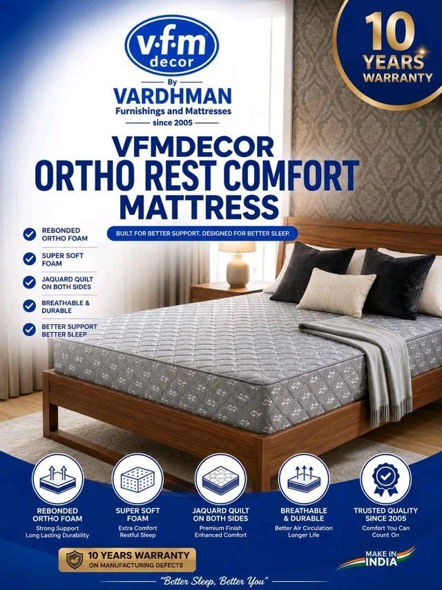 Vfmdecor Ortho Rest Comfort Mattress Made With Rebonded Foam And Super Soft foam With 10 Years Warranty  