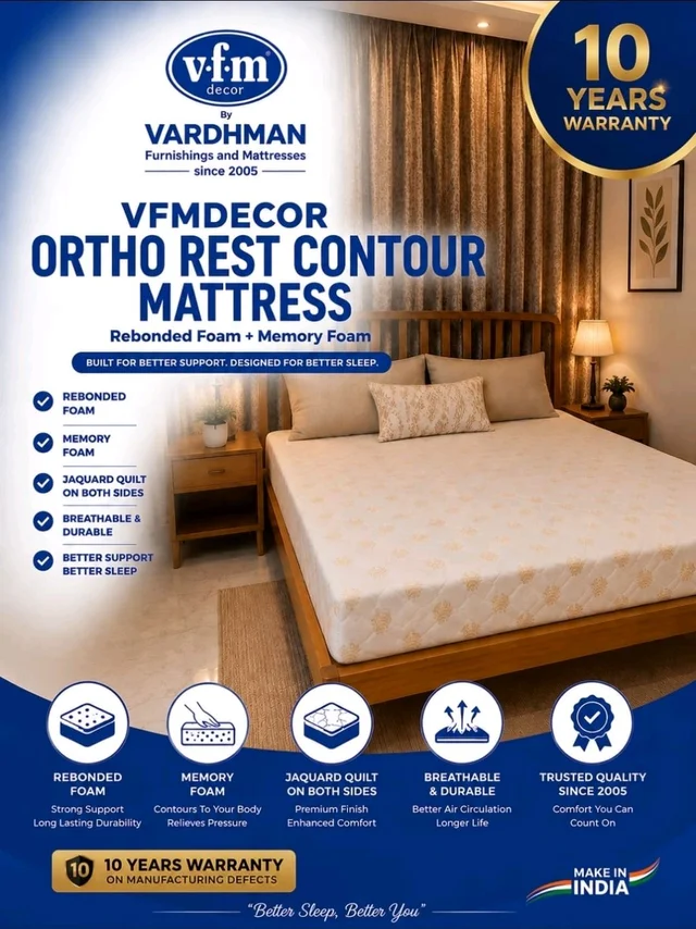 Vfmdecor Ortho Rest Contour  Mattress Made With Rebonded Foam And Memory foam With 5 Years Warranty   