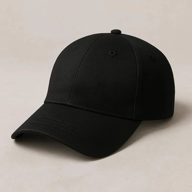 Plain Black Baseball Cap, Adjustable Strap, Unisex Casual Sports Hat - Free, Black