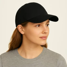 Plain Black Baseball Cap, Adjustable Strap, Unisex Casual Sports Hat - Free, Black