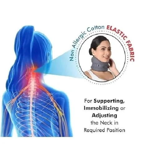 Grey Neck Support Belt - Adjustable Cervical Collar for Neck Pain Relief & Posture Support - Ideal for Neck Strain, Whiplash, and Post-Surgery Recovery - (Pack of - 1) - M, Grey