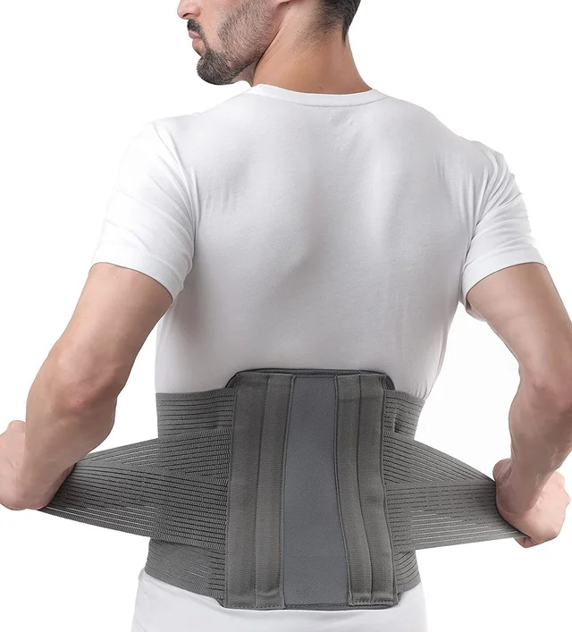 The VITALORA Unisex Contoured Lumbar Support Belt, Back Support Belt For Back Pain, Sciatica, Herniated Disc, Scoliosis With Adjustable Straps And 4 Rigid Stays, Non toxic, Grey) Free size,