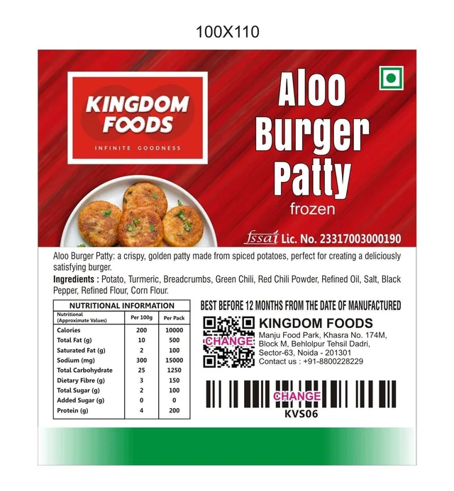Kingodm Foods Aloo Burger Patty (Frozen) (40 Gm/Pc) – 1 Kg