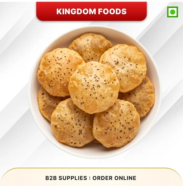 Kingodm Foods Ajwain Poori (Frozen) (28 Gram/Pc) – 10 Pieces/ 1Pack