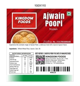Kingodm Foods Ajwain Poori (Frozen) (28 Gram/Pc) – 10 Pieces/ 1Pack