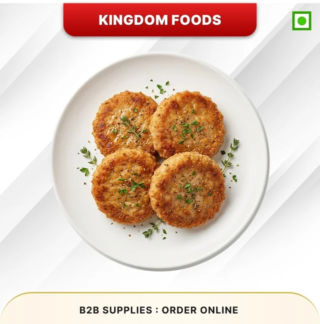 Kingodm Foods Burger Patty Special (Frozen) (50 Gram/Pc) – 1Kg/ Pack