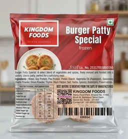 Kingodm Foods Burger Patty Special (Frozen) (90 Gm/Pc) – 1 Kg