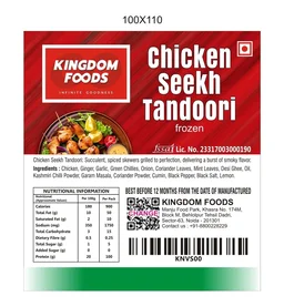 Kingodm Foods Chicken Seekh Tandoori (Frozen) (90 Gm/Pc) – 1 Kg