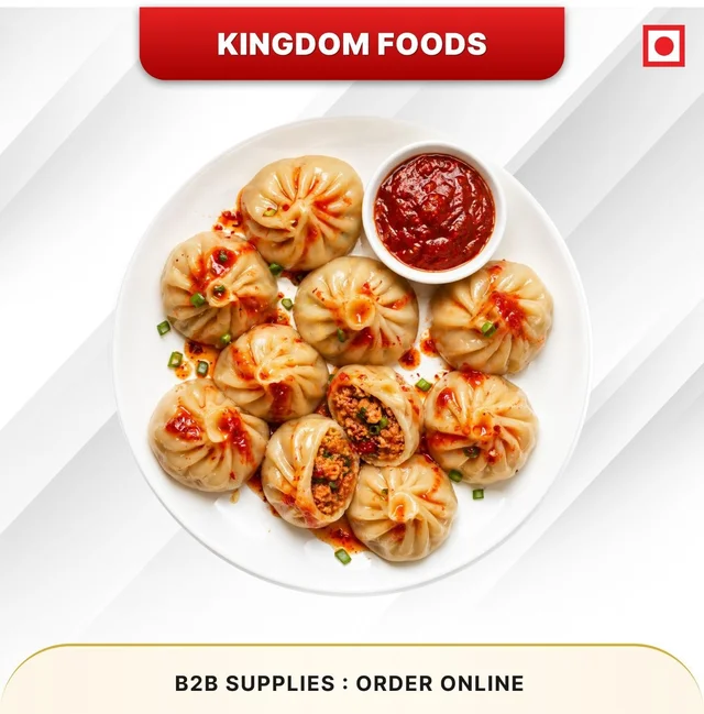 Kingodm Foods Chicken Schezwan Momos (Frozen) (30 Gm/Pc) – Handcrafted, 50 Pcs