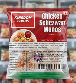Kingodm Foods Chicken Schezwan Momos (Frozen) (30 Gm/Pc) – Handcrafted, 50 Pcs