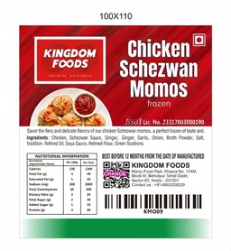 Kingodm Foods Chicken Schezwan Momos (Frozen) (30 Gm/Pc) – Handcrafted, 50 Pcs