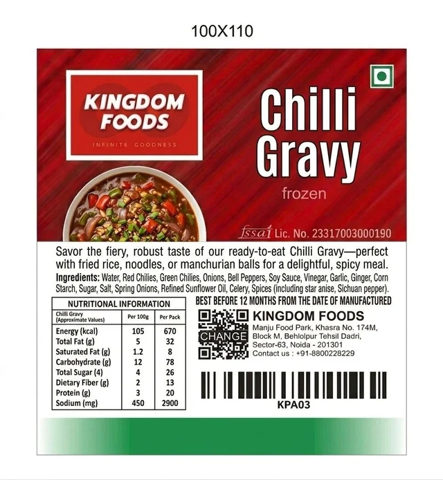 Kingodm Foods Chilli Gravy (Frozen) – 1Kg/ Pack