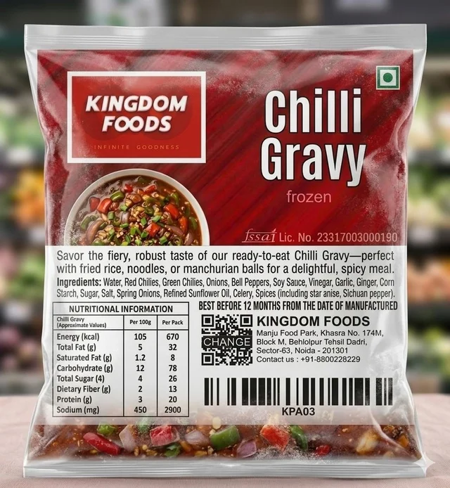 Kingodm Foods Chilli Gravy (Frozen) – 1Kg/ Pack