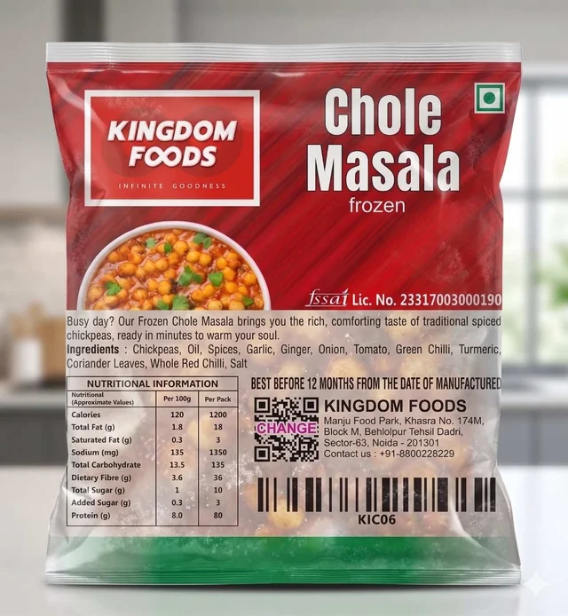 Kingodm Foods Chole Masala (Frozen) –1Kg/ Pack