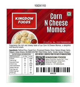 Kingodm Foods Corn N Cheese Momos (Frozen) (30 Gm/Pc) – 50 Pcs