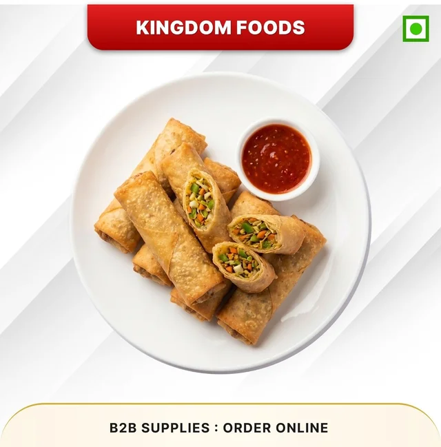 Kingodm Foods Desi Veg Spring Rolls (Frozen) (100 Gram/Pc) – 10 Pieces/ Pack