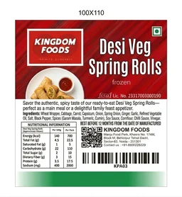 Kingodm Foods Desi Veg Spring Rolls (Frozen) (100 Gram/Pc) – 10 Pieces/ Pack