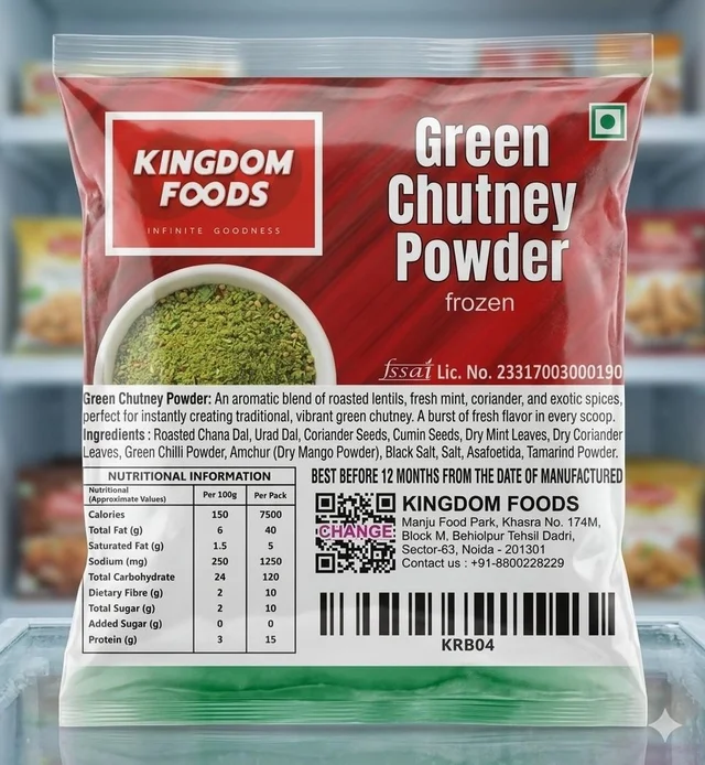 Kingodm Foods Green Chutney Powder (Frozen) – 1 Kg