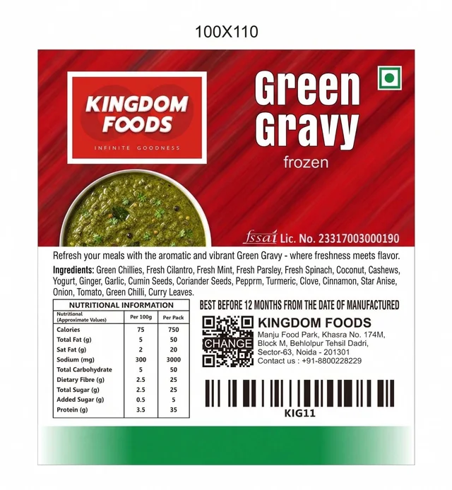Kingodm Foods Green Gravy (Frozen) – 1 Kg