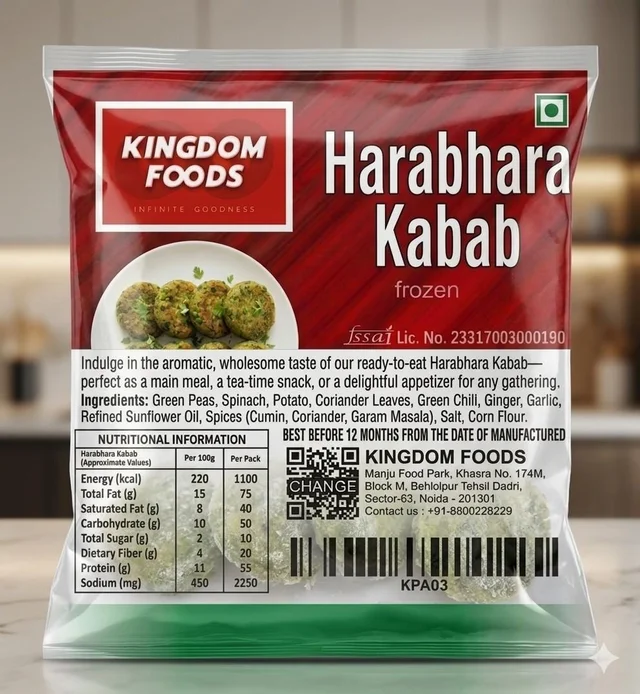 Kingodm Foods Harabhara Kabab (Frozen) (40 Gm/Pc) – 1 Kg