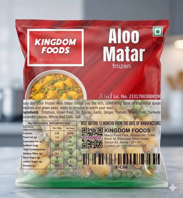 Kingodm Foods Aloo Matar (Frozen), 1Kg