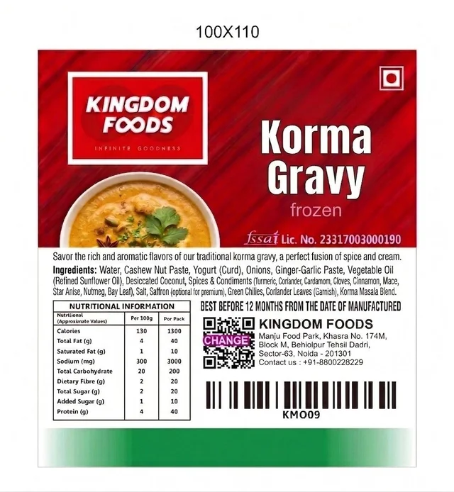 Kingodm Foods Korma Gravy (Frozen) – 1 Kg