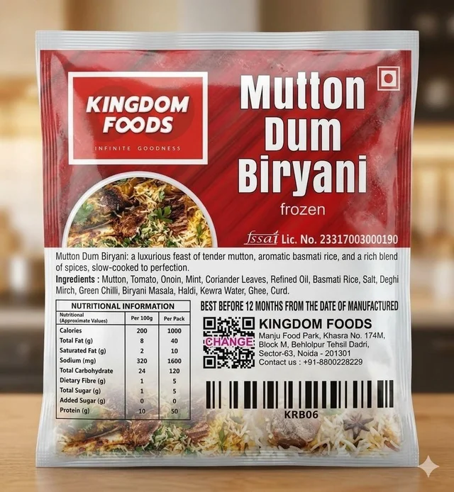 Kingodm Foods Mutton Dum Biryani – 1 Kg