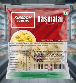 Kingodm Foods Rasmalai (80 Gm/Pc) (Frozen) – 1 Kg