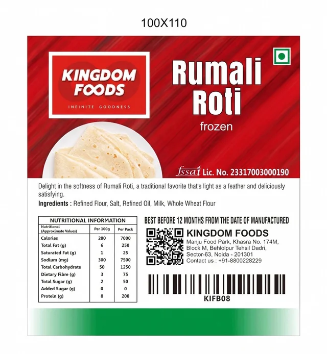 Kingodm Foods Rumali Roti (Frozen) (30 Gram/Pc) – 50 Pieces/ 1Pack