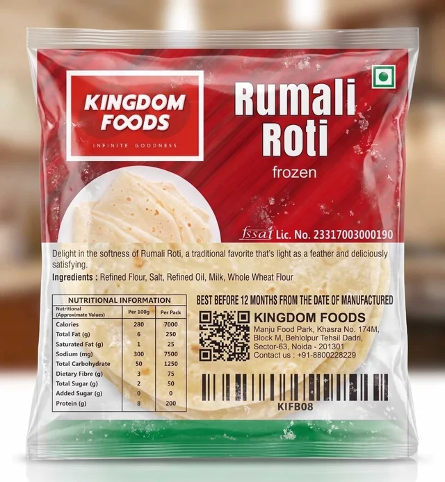 Kingodm Foods Rumali Roti (Frozen) (30 Gram/Pc) – 50 Pieces/ 1Pack