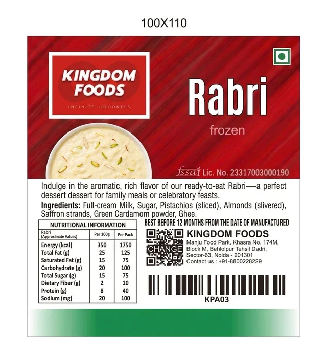 Kingodm Foods Rabri (Frozen) – 1 Kg