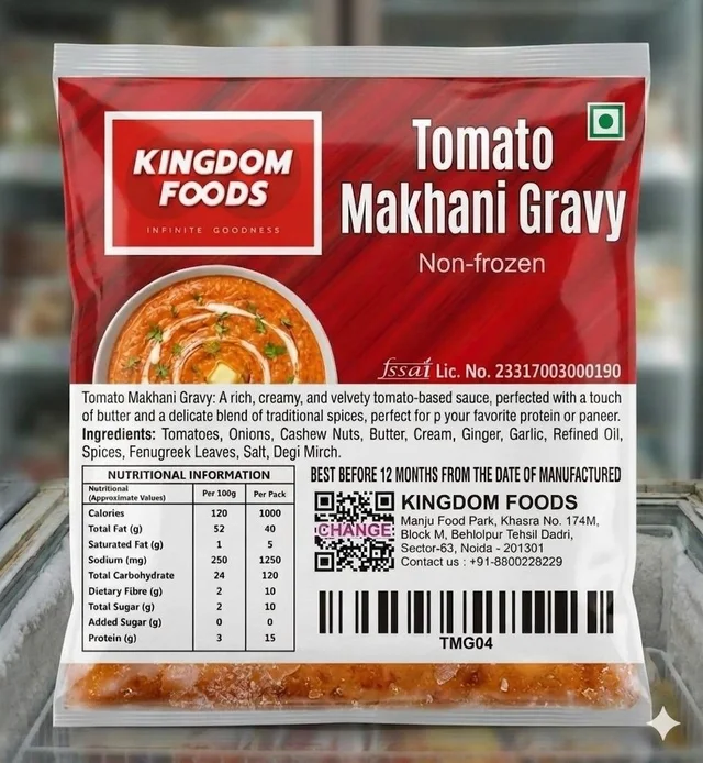 Kingodm Foods Tomato Makhani Gravy (Non Frozen) – 1 Kg/Pc