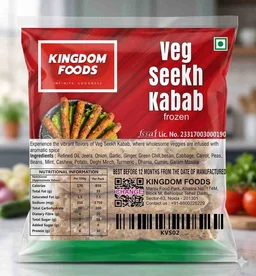 Kingodm Foods Veg Seekh Kababi (Frozen) (70 Gram/Pc) – 1Kg/ Pack