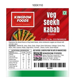 Kingodm Foods Veg Seekh Kababi (Frozen) (70 Gram/Pc) – 1Kg/ Pack