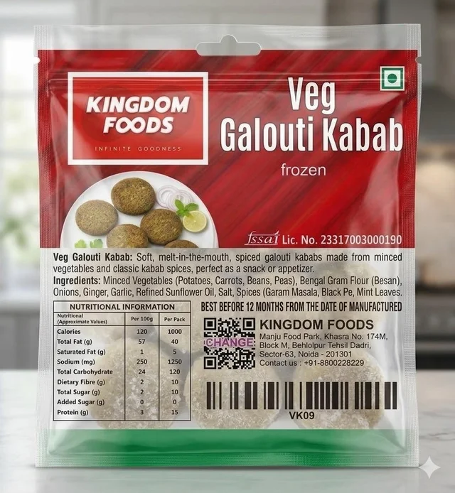 Kingodm Foods Veg Galouti Kebab (Frozen) (40 Gm/Pc) – 1 Kg