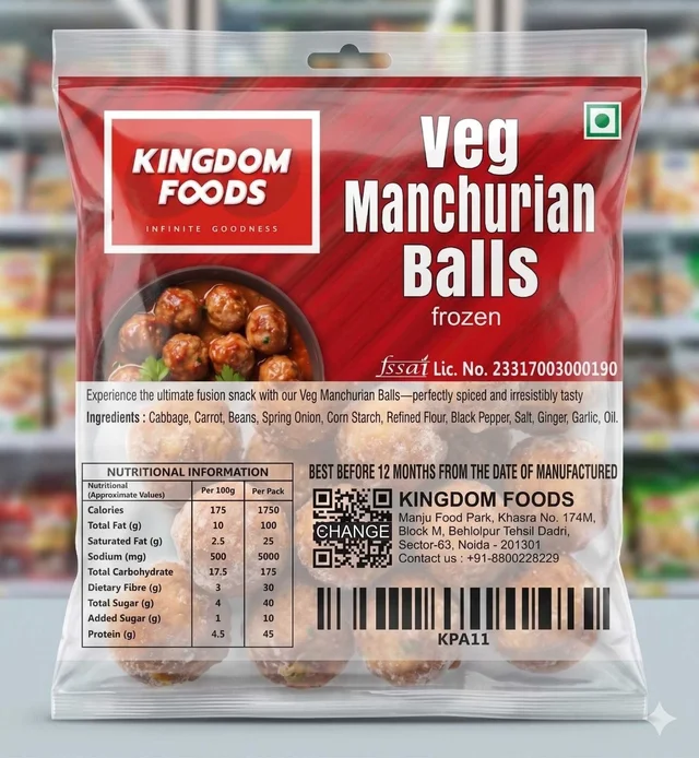 Kingodm Foods Veg Manchurian Balls (Frozen) (20 Gm/Pc) – 1 Kg