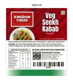 Kingodm Foods Veg Seekh Kabab (Frozen) (70 Gm/Pc) – 1 Kg