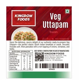 Kingodm Foods Veg Uttapam (Frozen) (50 Gm/Pc) – 20 Pcs
