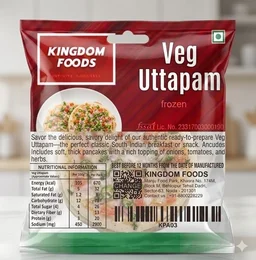 Kingodm Foods Veg Uttapam (Frozen) (50 Gm/Pc) – 20 Pcs